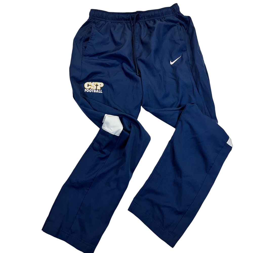 Nike Dri-FIT Mens XL Navy Blue CSP Football Track Pants Snap Leg Warm Up Pockets
